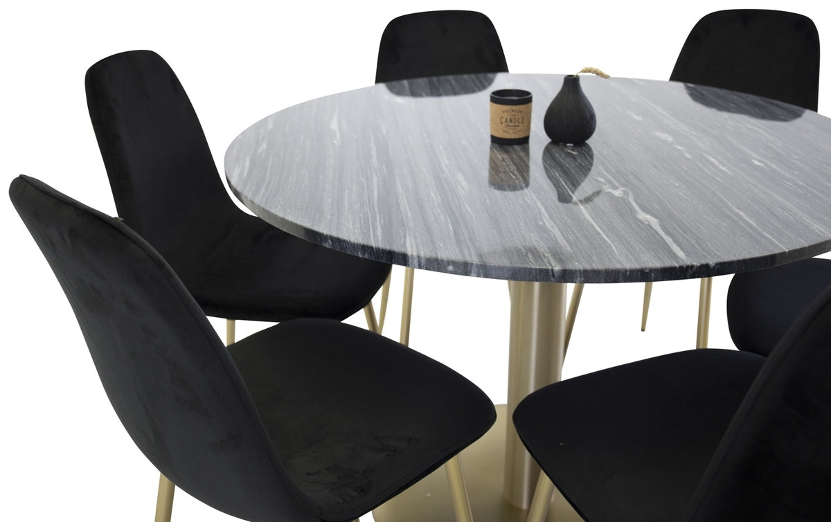 Venture Design Estelle & Polar Runda Matbord ⌀106 Mörkgrå + Matstolar 2-pack Svart