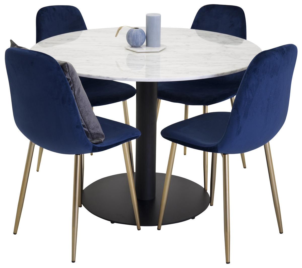 Venture Design Estelle & Polar Runda Matbord ⌀106 Vit + Matstolar 2-pack Blå