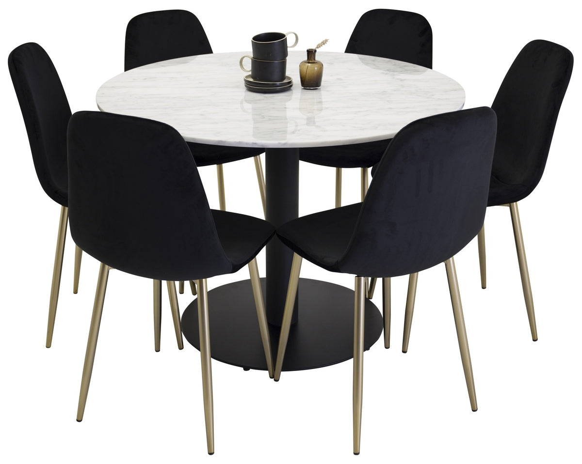 Venture Design Estelle & Polar Matbord ⌀106 + Matstolar Svart