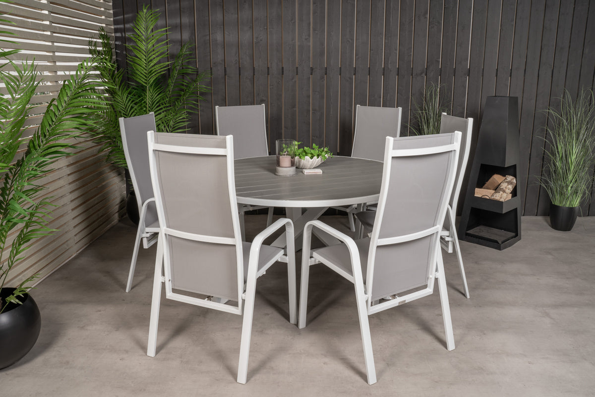 Venture Design Copacabana & Parma Reclinerstolar Grå + Runda Matbord ø140 Vit