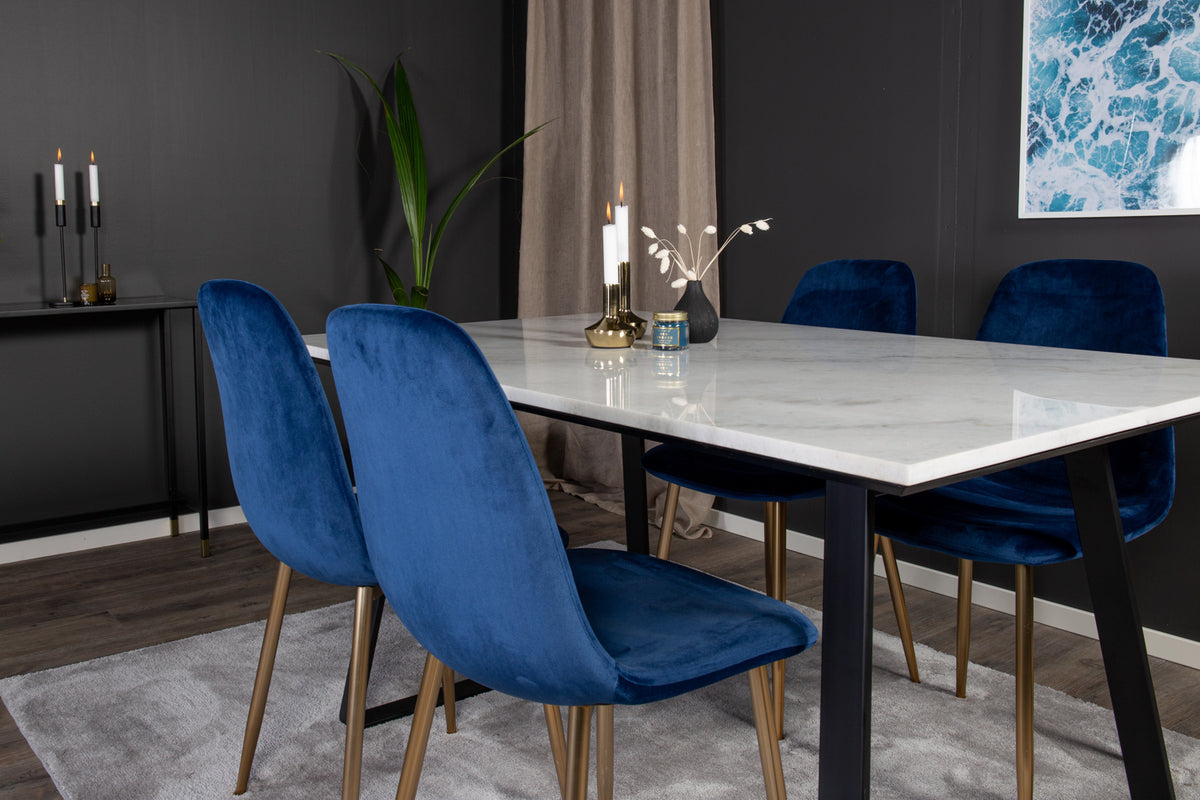 Venture Design Estelle & Polar Matbord 90x140 + Matstolar Blå