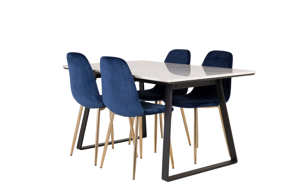 Venture Design Estelle & Polar Matbord 90x140 + Matstolar Blå