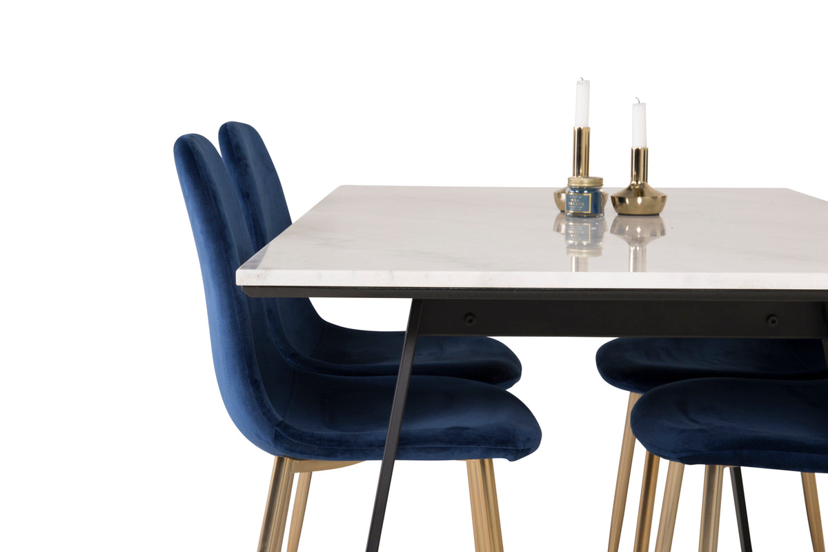 Venture Design Estelle & Polar Matbord 90x140 + Matstolar Blå