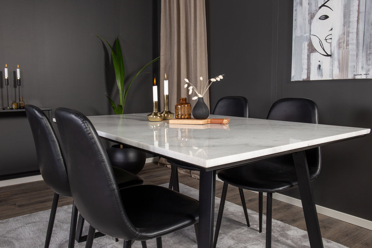 Venture Design Estelle & Polar Rektangulära Matbord 140 x 90 Svart + Matstolar 2-pack Svart