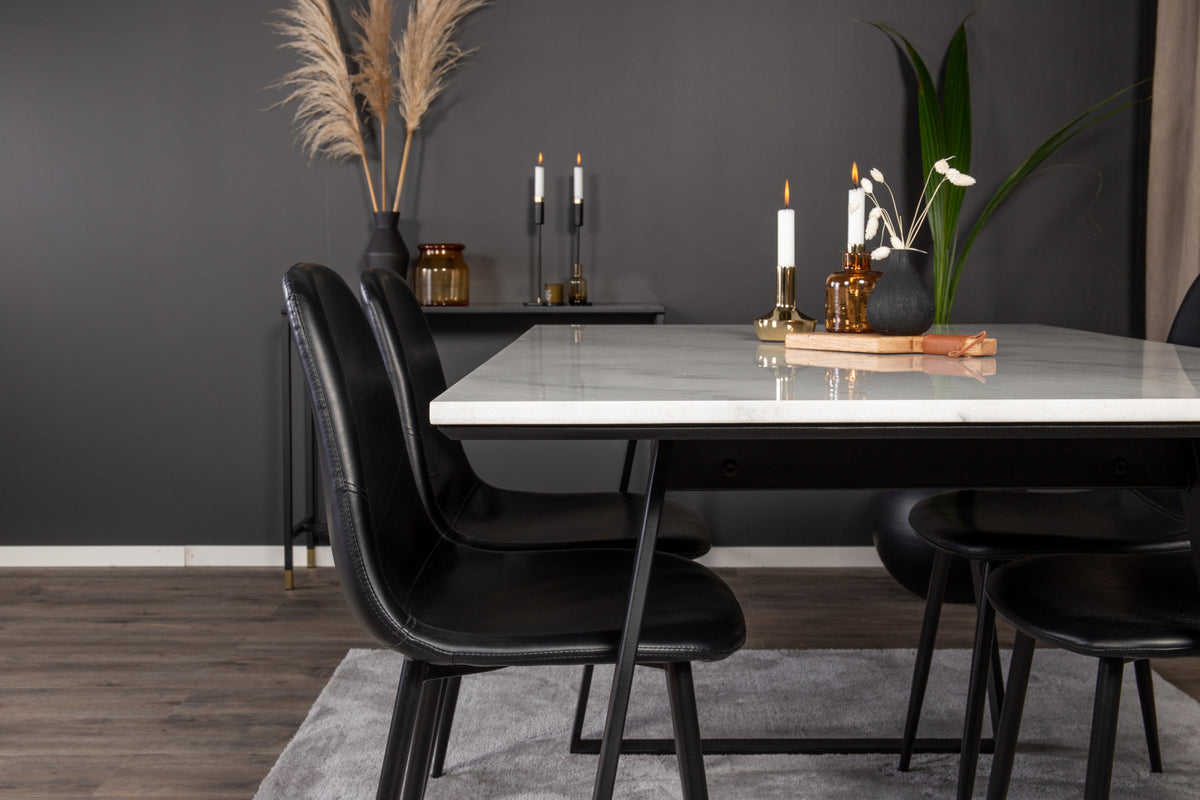 Venture Design Estelle & Polar Rektangulära Matbord 140 x 90 Svart + Matstolar 2-pack Svart