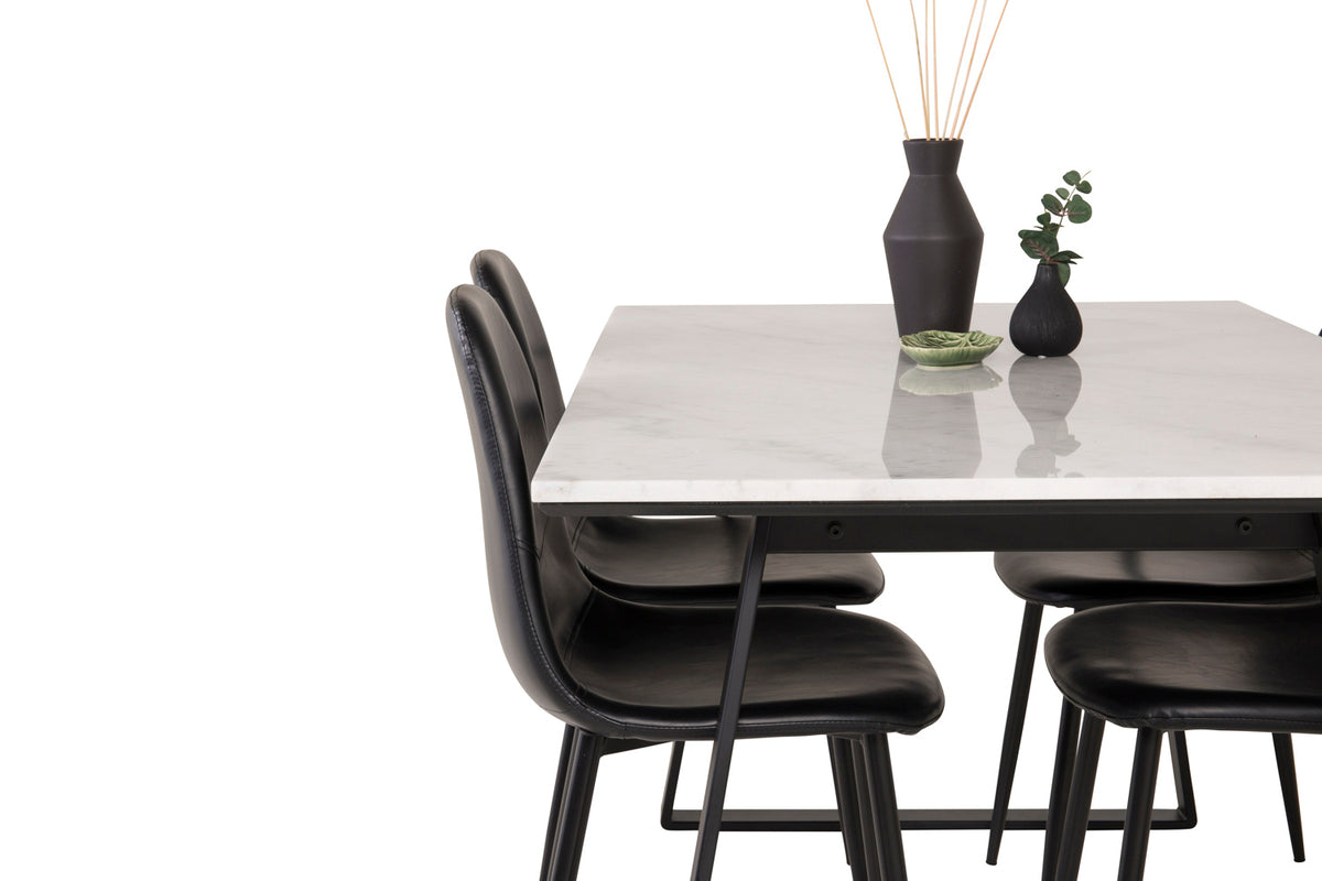 Venture Design Estelle & Polar Rektangulära Matbord 140 x 90 Svart + Matstolar 2-pack Svart