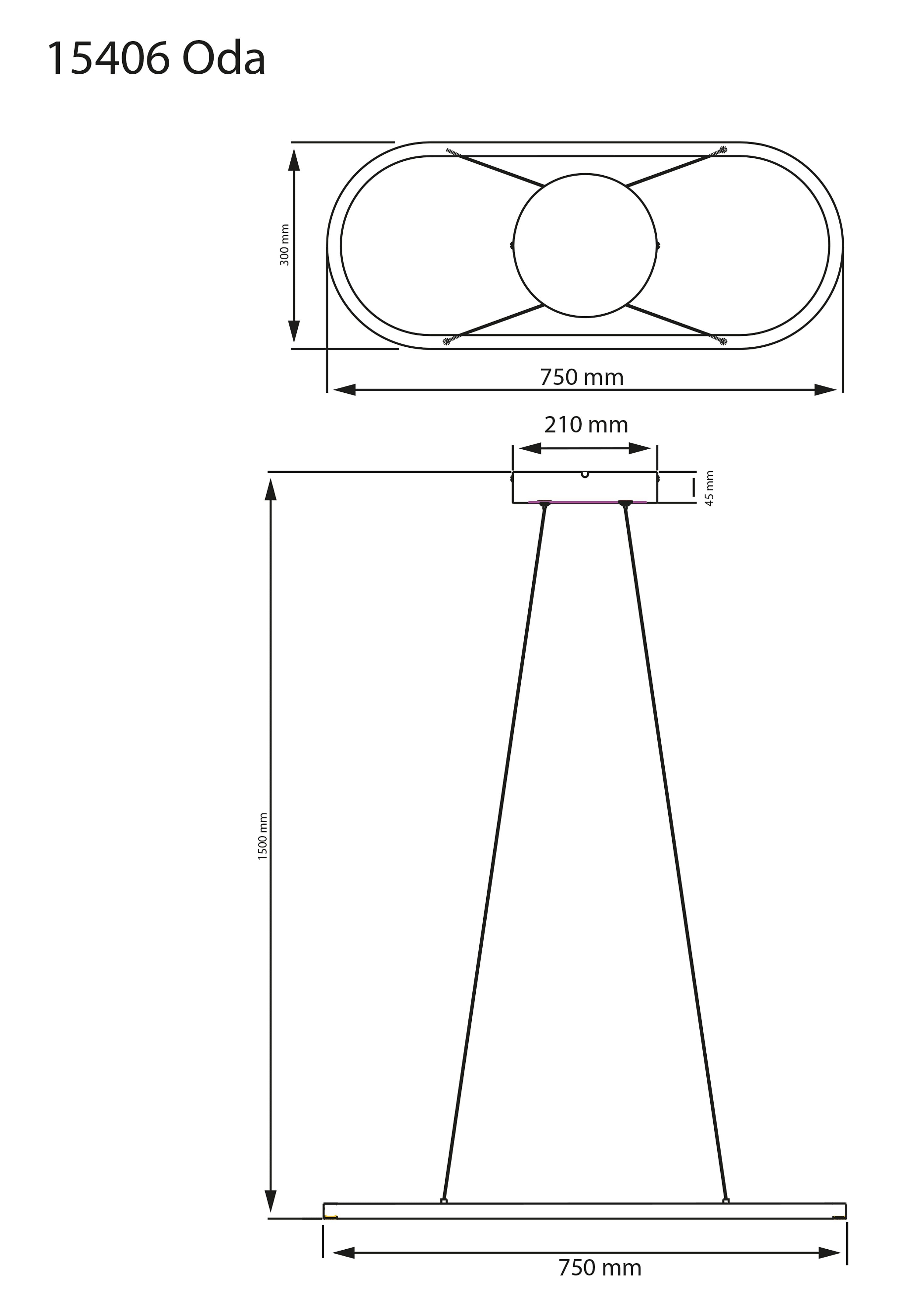 Aneta Home ODA taklampa oval