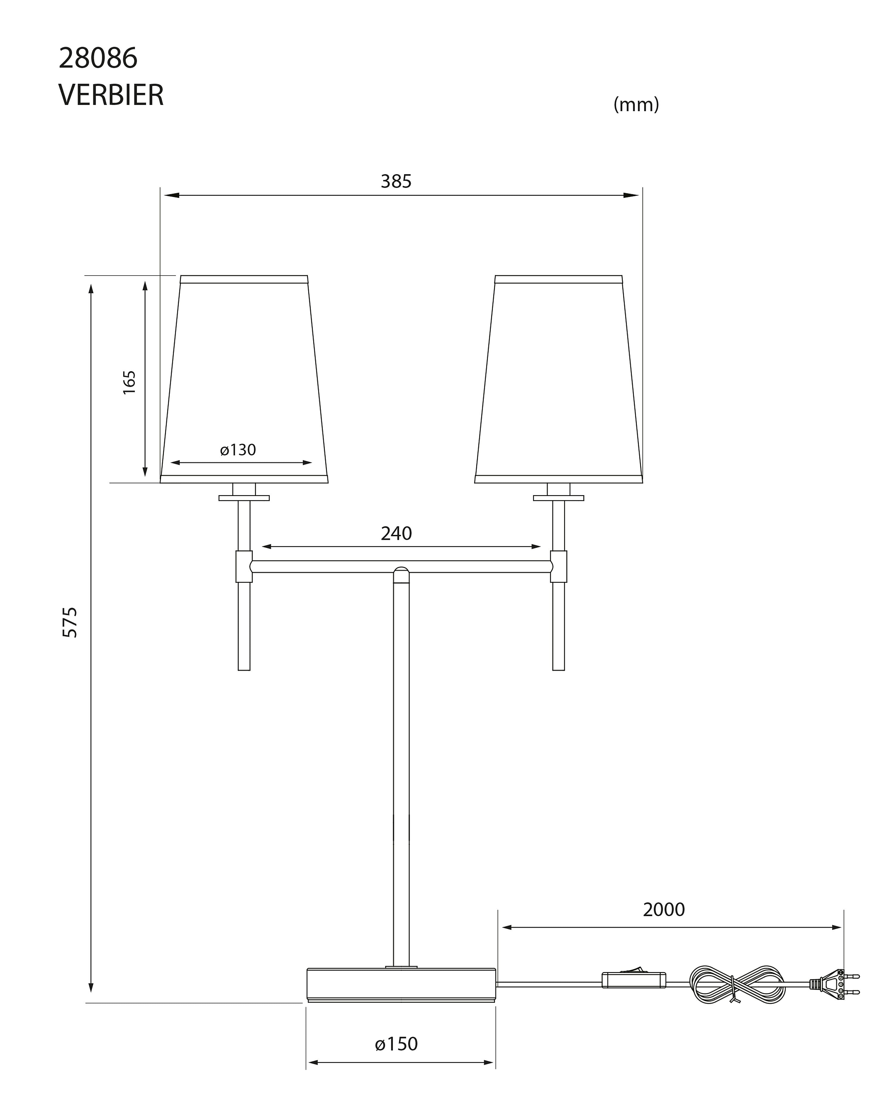 Aneta Home VERBIER bordslampa 2-arm