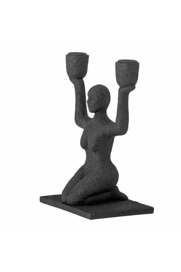 Bloomingville Lucie Candle Holder, Black, Polyresin