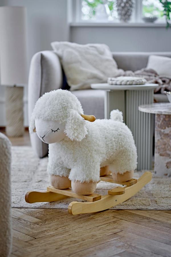 Bloomingville Mini Laasrith Rocking Toy, Sheep, White, Polyester