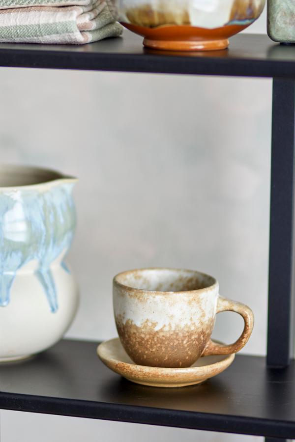 Bloomingville Brenta Cup w/Saucer, Nature, Stoneware
