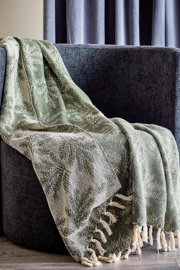 Bloomingville Gabriela Throw, Green, Recycled Cotton