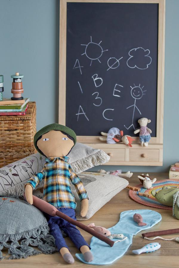 Bloomingville Mini Sigge Doll, Blue, Cotton