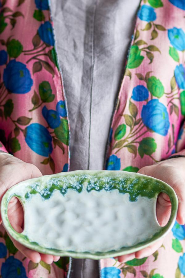 Creative Collection Prim Serving Plate, Green, Stoneware