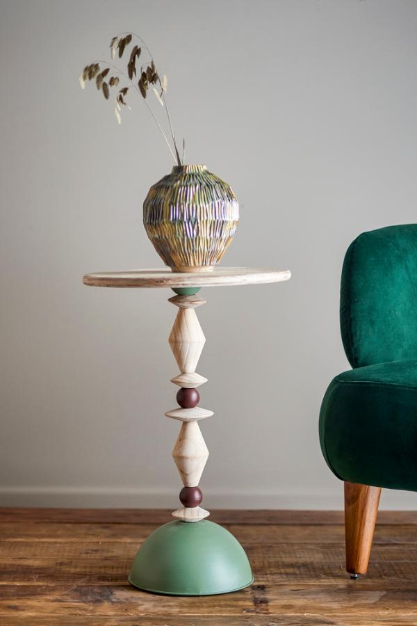Creative Collection Mannelli Side Table, Green, Firwood