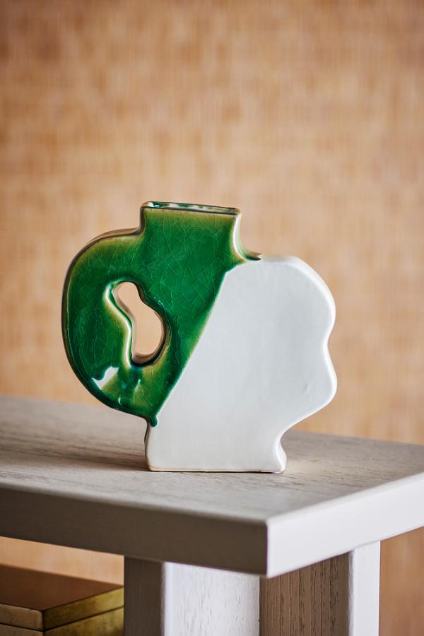Bloomingville River Vase, Green, Stoneware