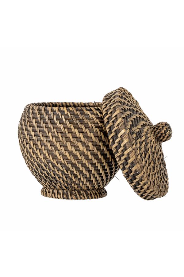 Bloomingville Leoonie Basket w/Lid, Black, Rattan