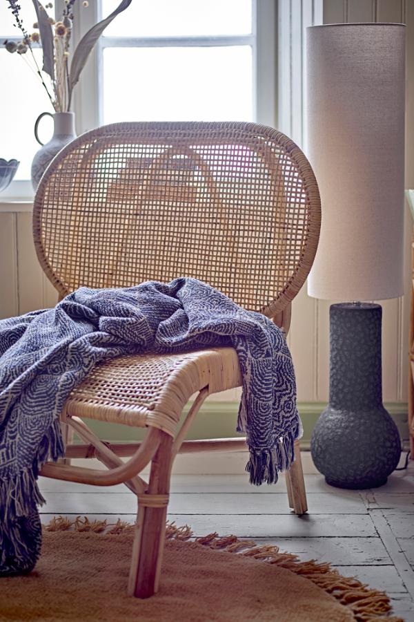 Bloomingville Bresso Throw, Blue, Recycled Cotton