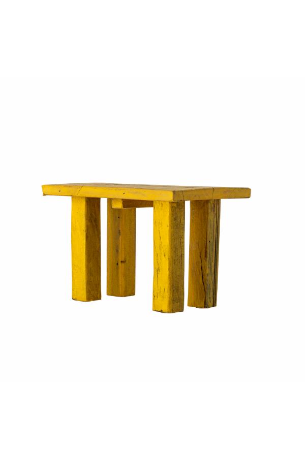 Creative Collection Porir Pedestal, Yellow, Reclaimed Wood