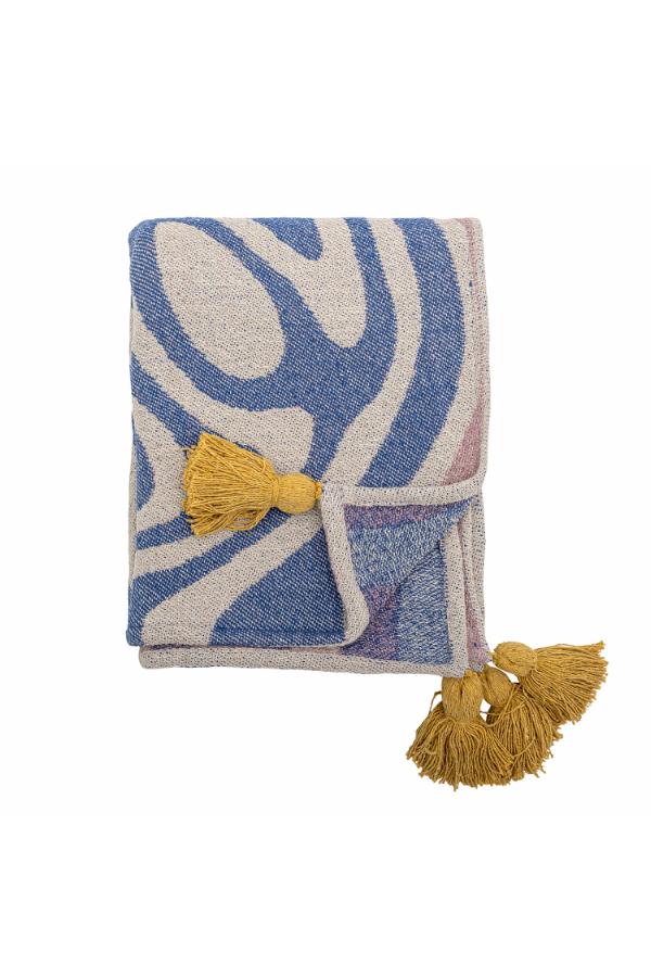 Bloomingville Arlie Throw, Blue, Recycled Cotton