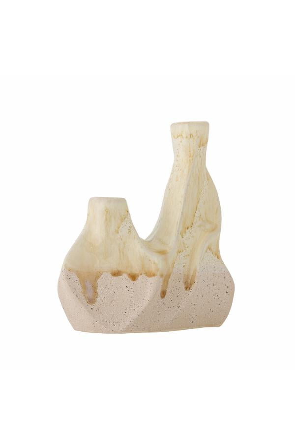 Bloomingville Wavy Candle Holder, White, Stoneware