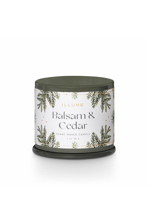 Illume Balsam & Cedar Demi Vanity Tin Candle, Green,
