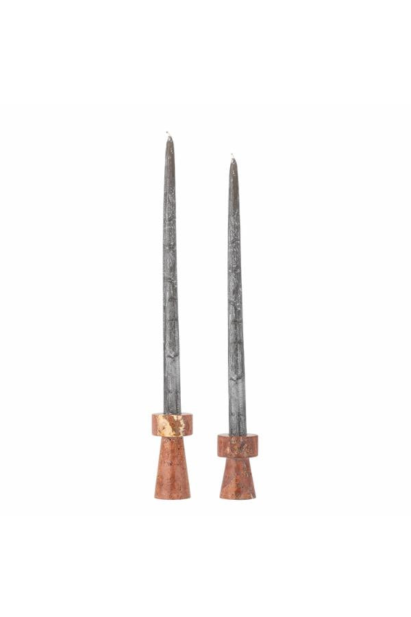 Bloomingville Anneli Candle Holder, Rose, Travertine
