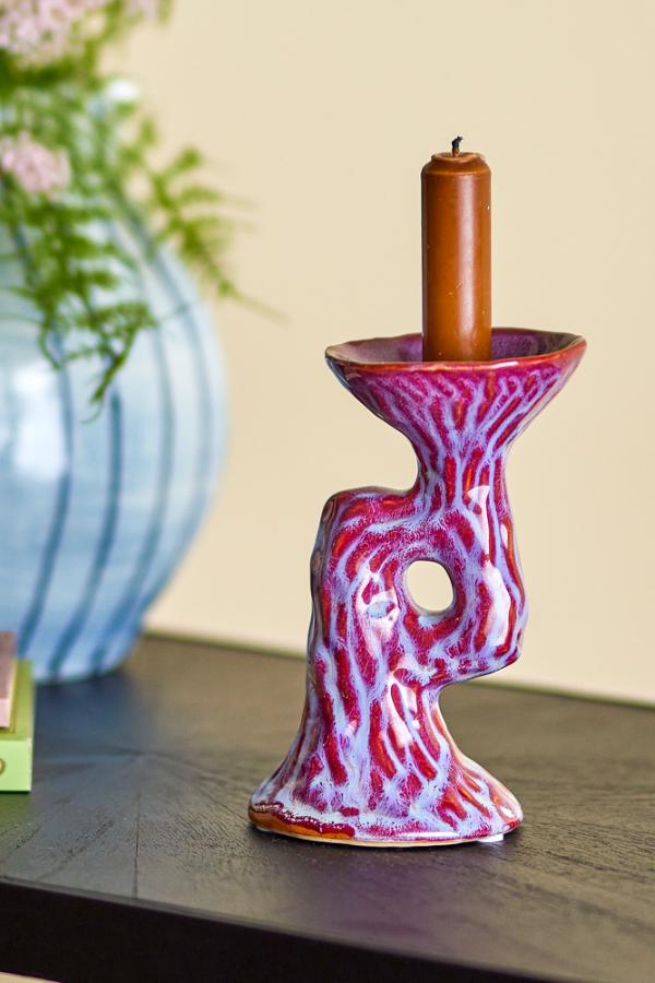 Bloomingville Ivalie Candle Holder, Pink, Stoneware