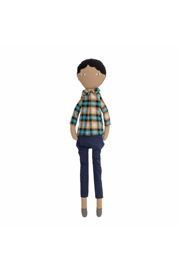 Bloomingville Mini Sigge Doll, Blue, Cotton