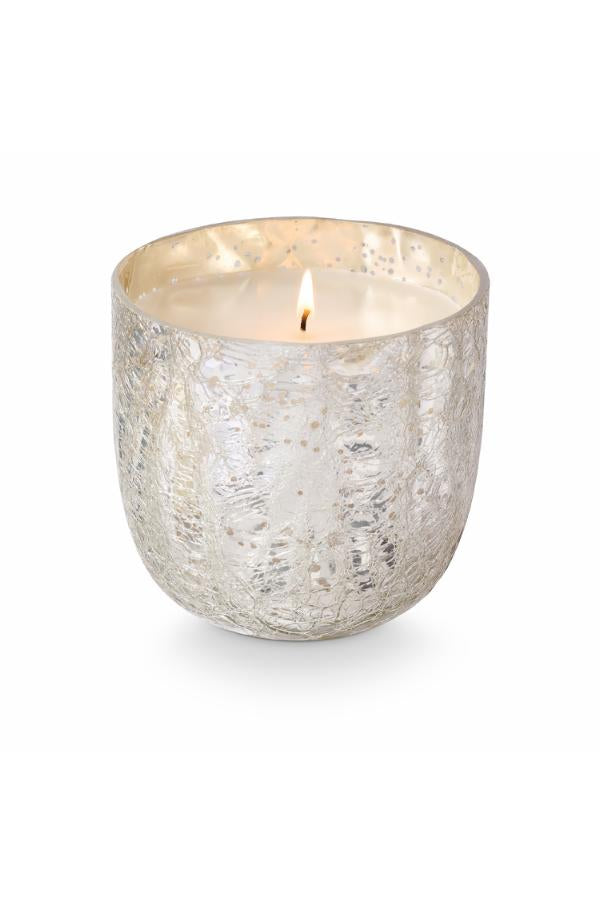 Illume North Sky Crackle Glass Candle, Silver,