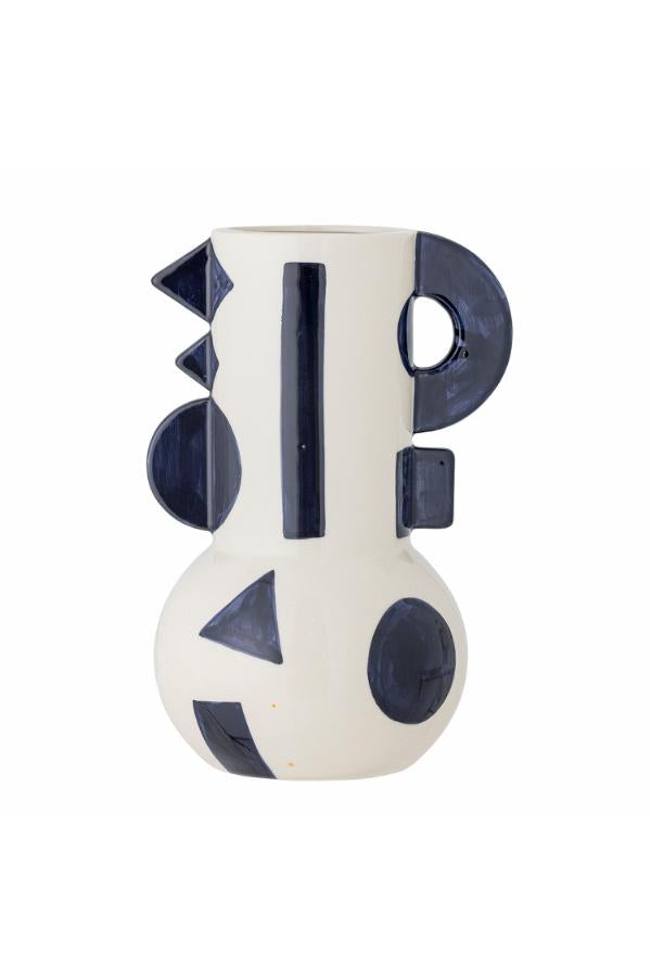 Bloomingville Graphica Vase, Blue, Stoneware