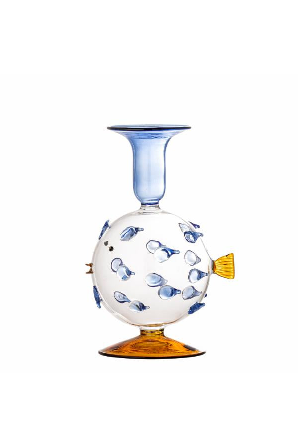 Creative Collection Phila Candle Holder, Blue, Glass