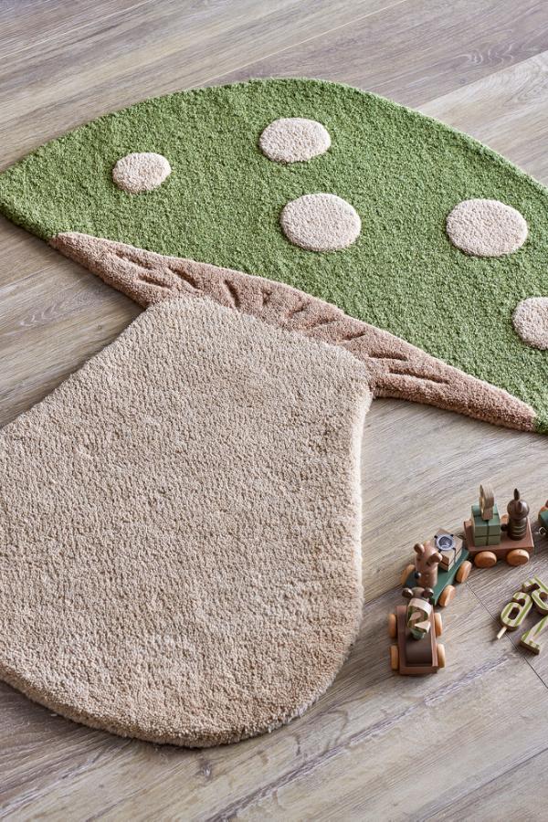 Bloomingville Mini Mushroom Rug, Green, Wool