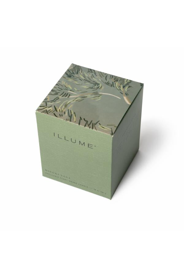 Illume Hinoki Sage Box Glass Candle, Green,