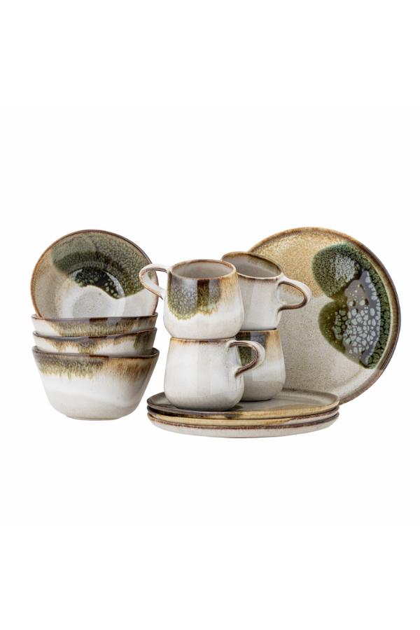 Bloomingville Jules Breakfast Set, Green, Stoneware