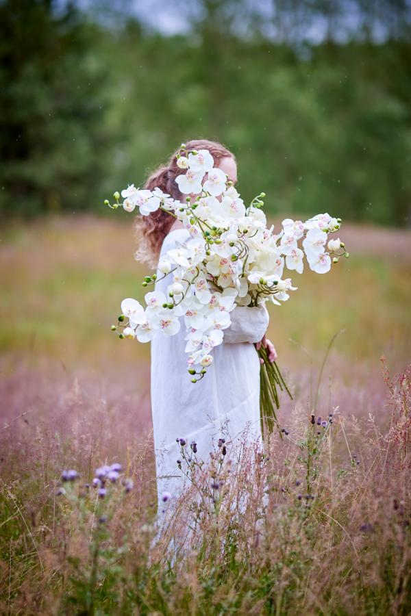 Bloomingville Orchid Stem, White, Artificial Flowers
