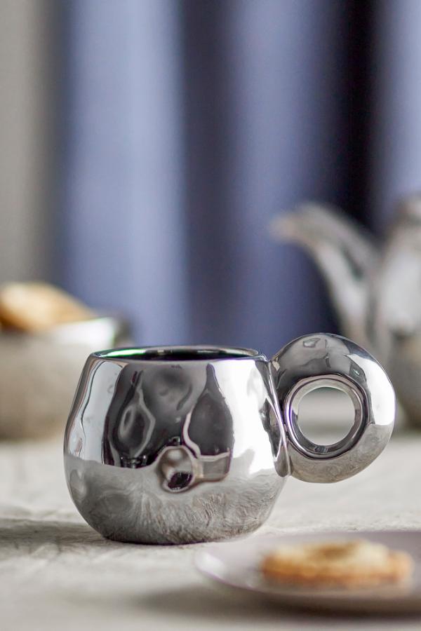 Bloomingville Shine Cup, Silver, Stoneware