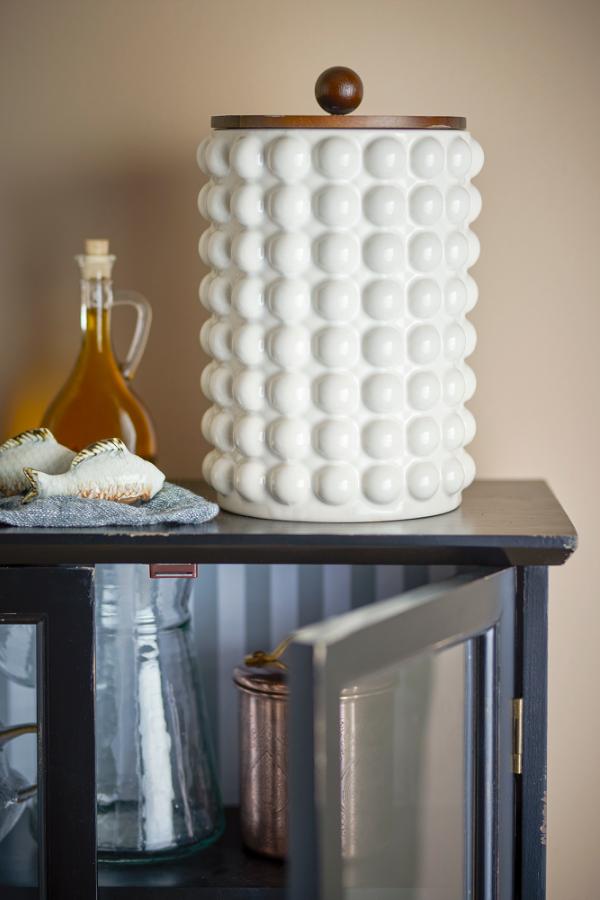 Creative Collection Madge Jar w/Lid, White, Stoneware