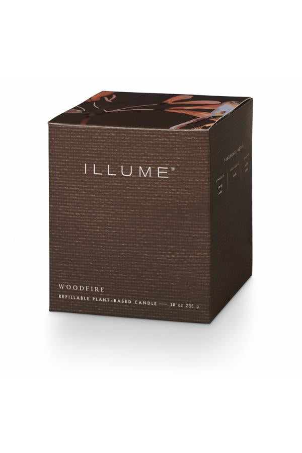 Illume Woodfire Box Glass Candle, Brown,
