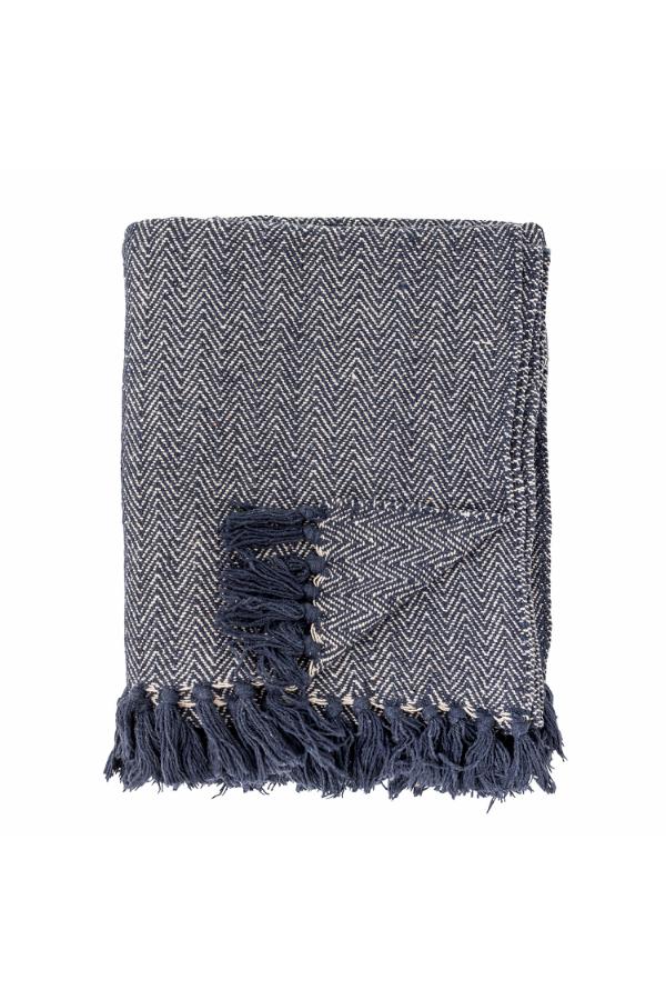 Creative Collection Herringbone Throw, Blue, Recycled Cotton