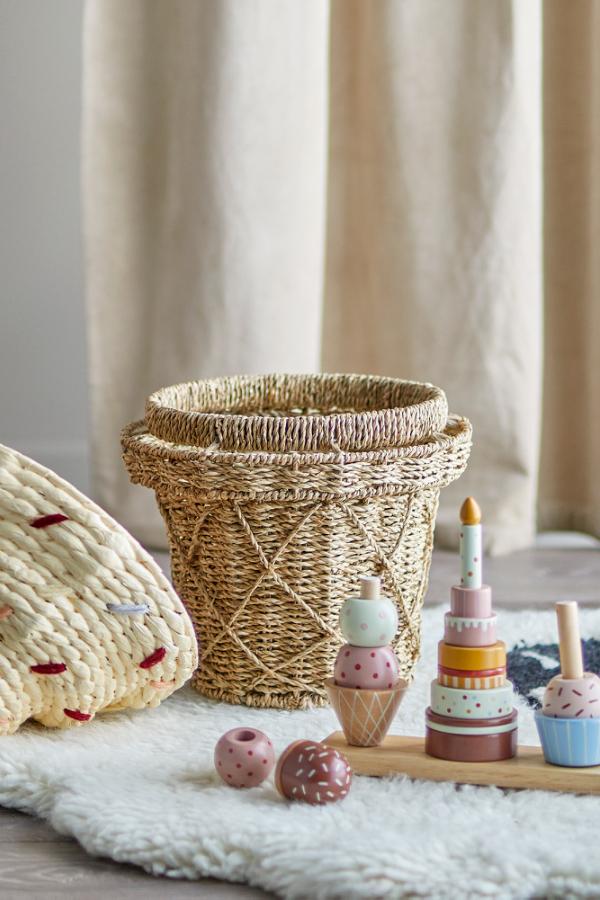 Bloomingville Mini Cillie Basket w/Lid, Nature, Seagrass