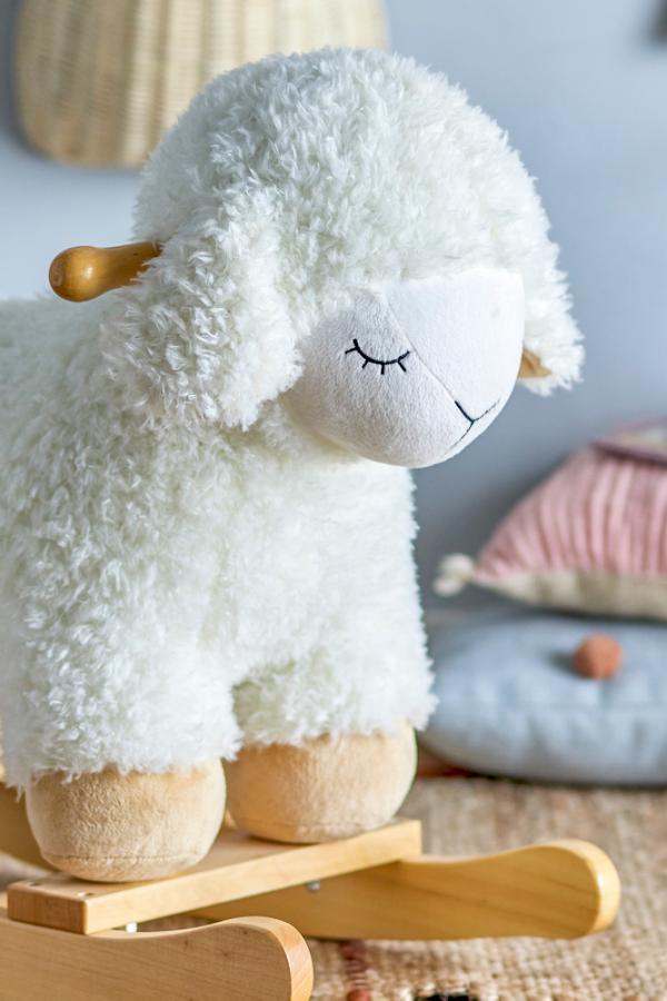 Bloomingville Mini Laasrith Rocking Toy, Sheep, White, Polyester