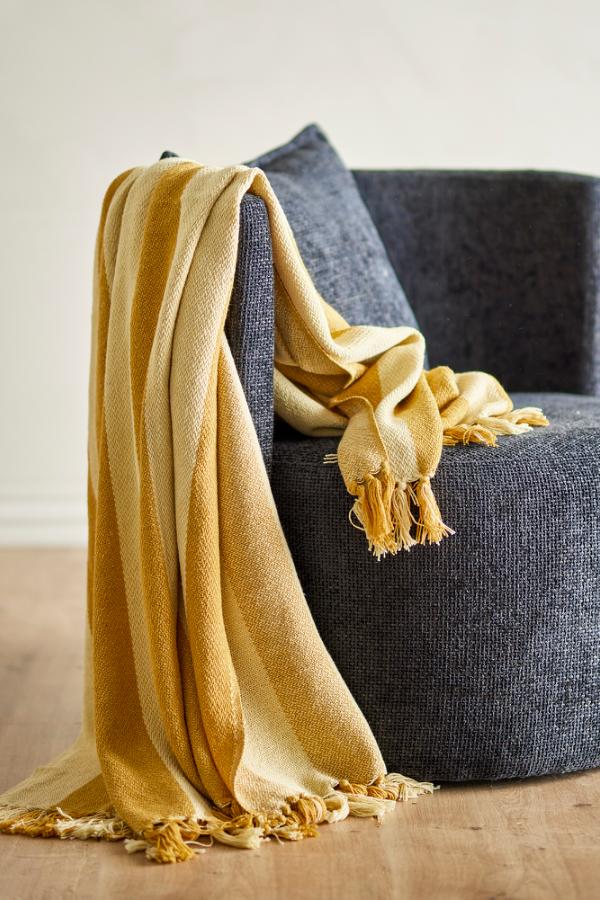 Bloomingville Frello Throw, Yellow, Recycled Cotton