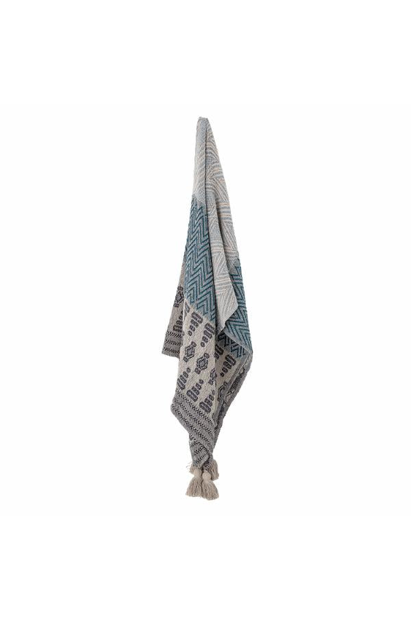 Bloomingville Milas Throw, Blue, Recycled Cotton