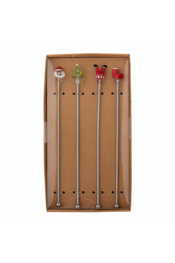 Bloomingville Misa Cocktail Stirrer, Red, Glass