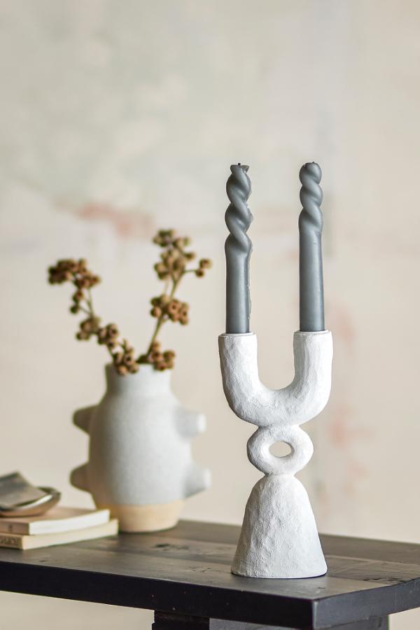 Bloomingville Syra Candle Holder, White, Polyresin