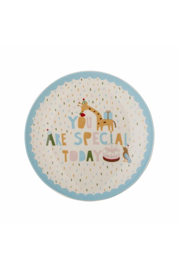 Bloomingville Mini Celebrate Plate, Blue, Stoneware