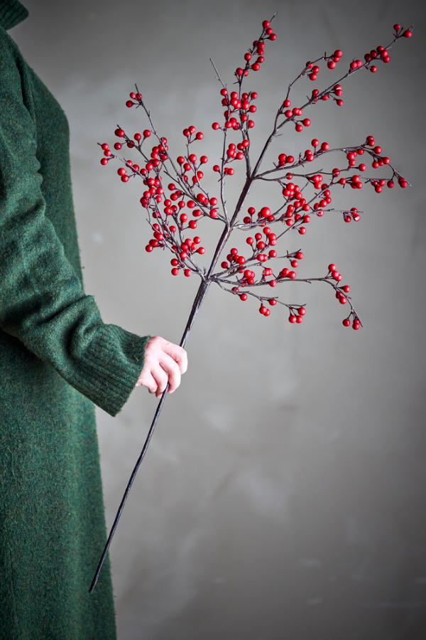 Bloomingville Ilex Stem, Red, Artificial Flowers