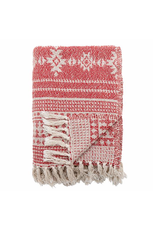 Bloomingville Oia Throw, Red, Recycled Cotton