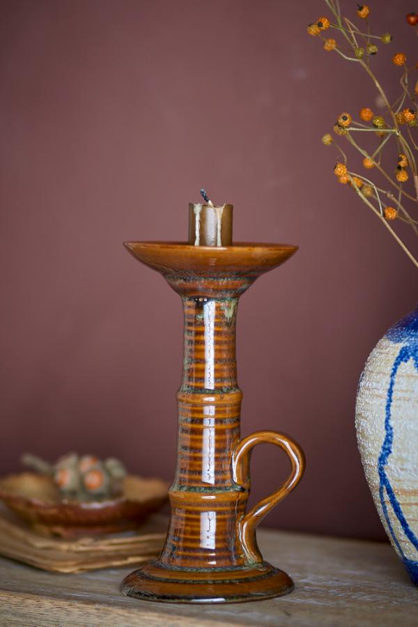 Creative Collection Rigby Candle Holder, Brown, Stoneware